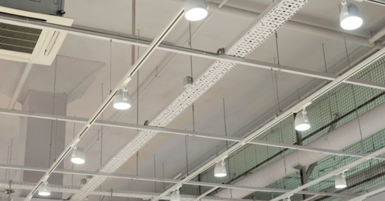LED lights in warehouse