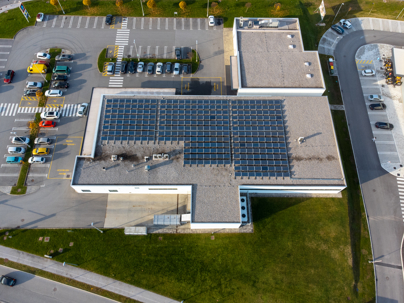 solar panel on a commercial building
