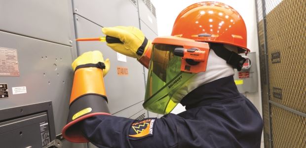 Team member conducting electrical services
