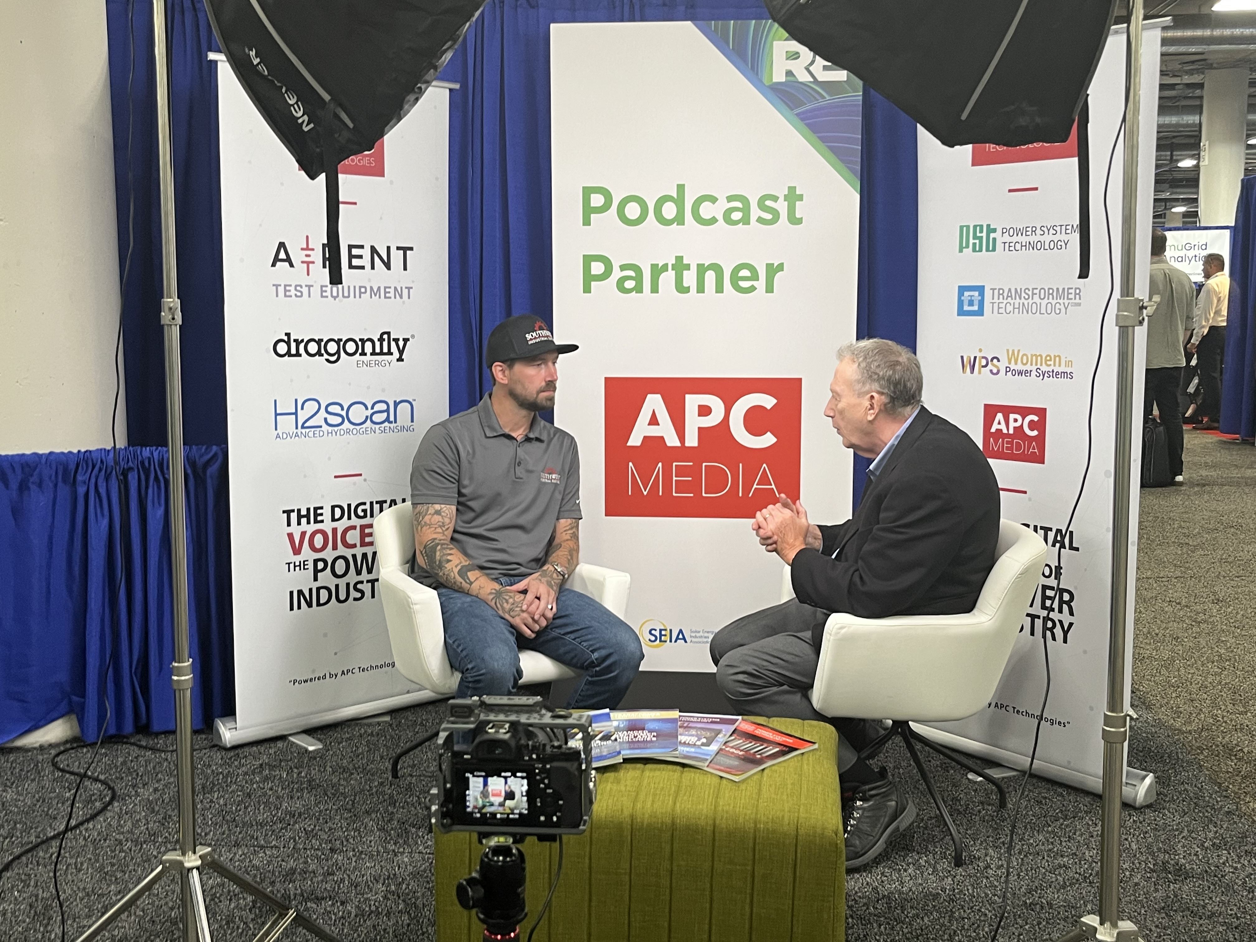 Southwest Electric being interviewed at tradeshow